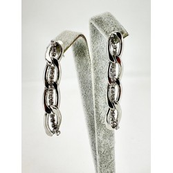 Gümüş Taşlı Zincir Küpe